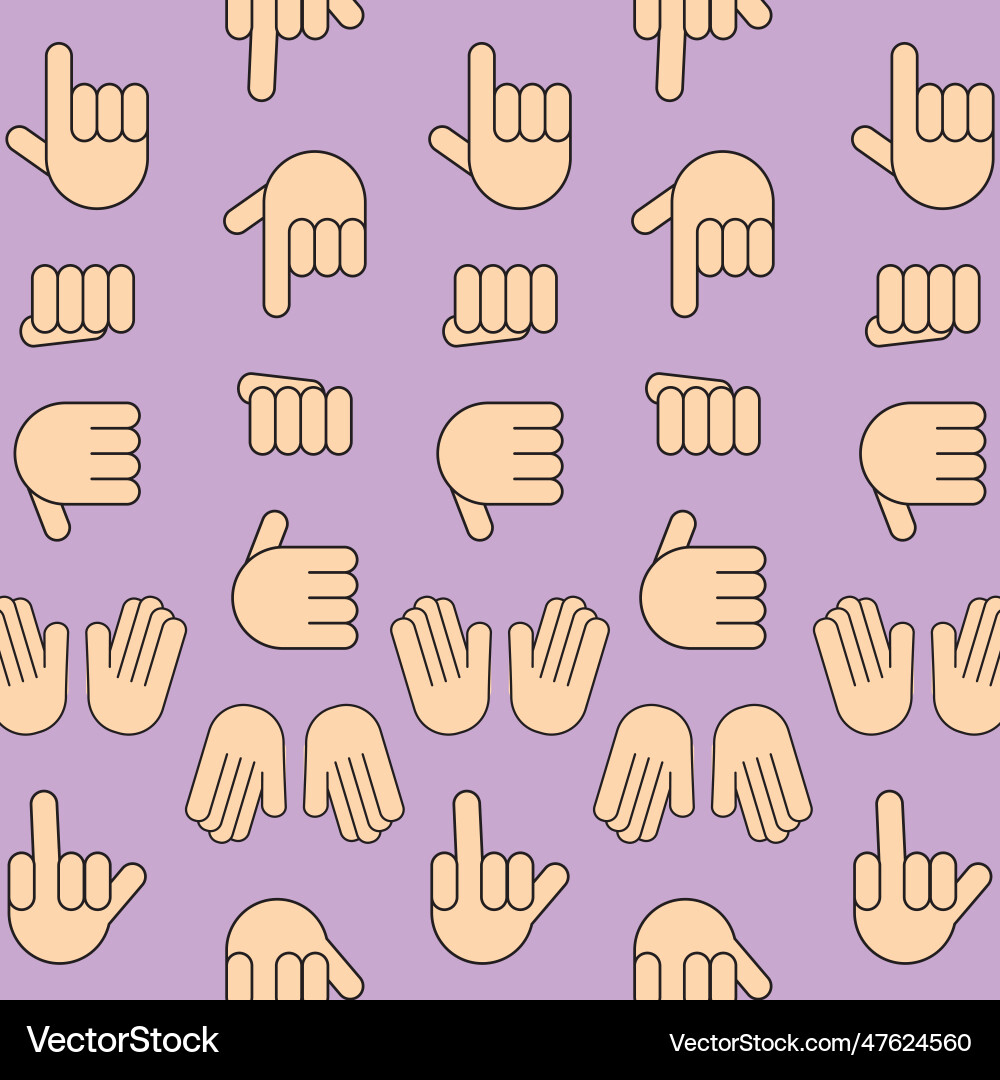 Seamless pattern background with hand gesture Vector Image