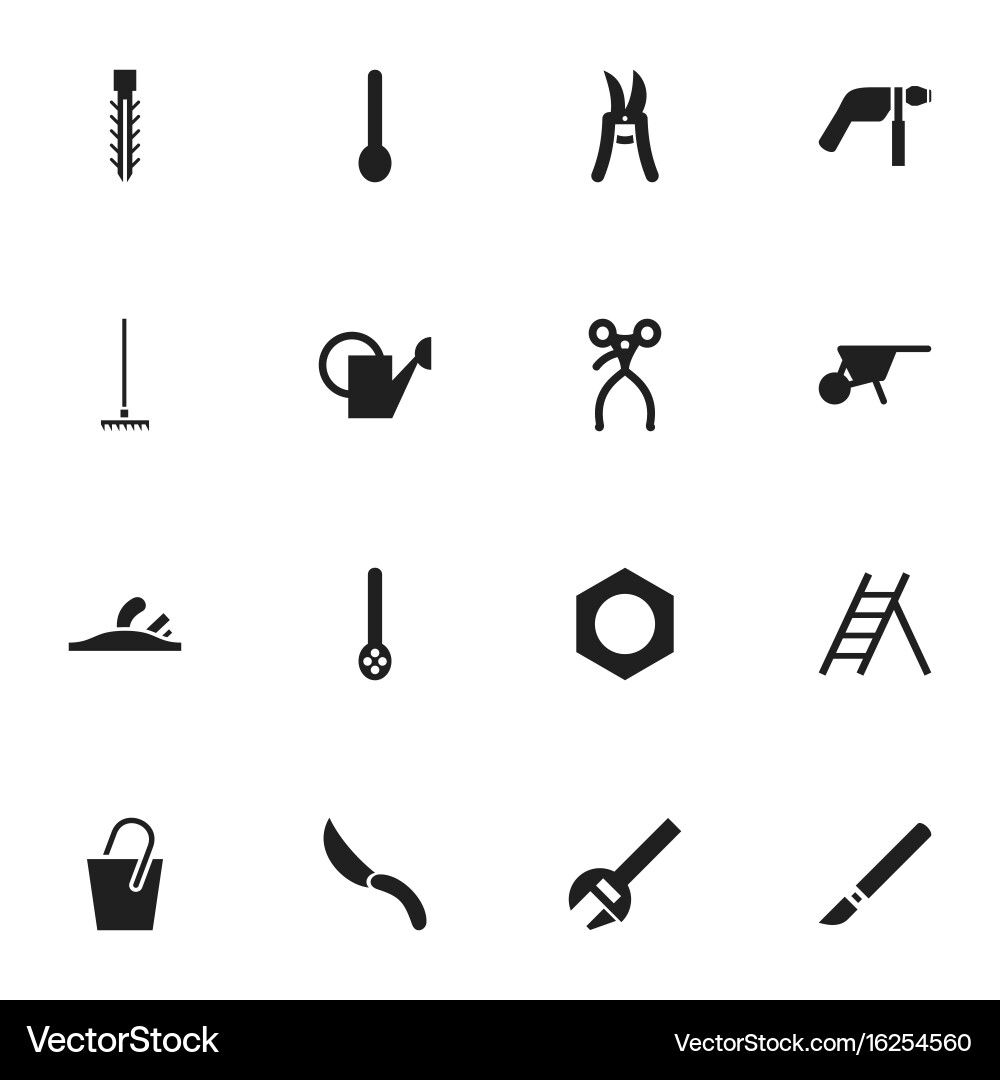 Set of 16 editable tools icons includes symbols vector image