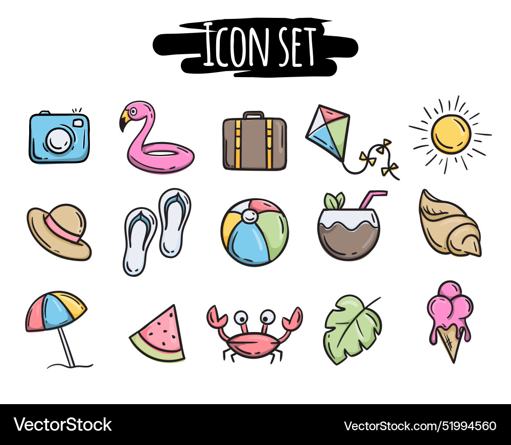 Simple set of icons related to summer rest Vector Image