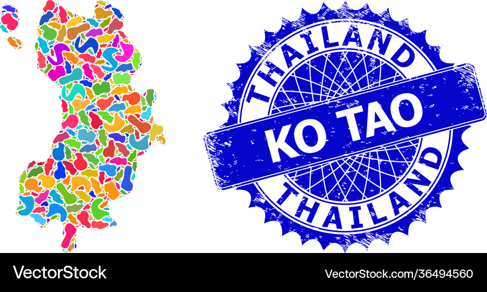 Splash pattern ko tao map and textured badge Splash pattern ko tao map and textured badge vector image