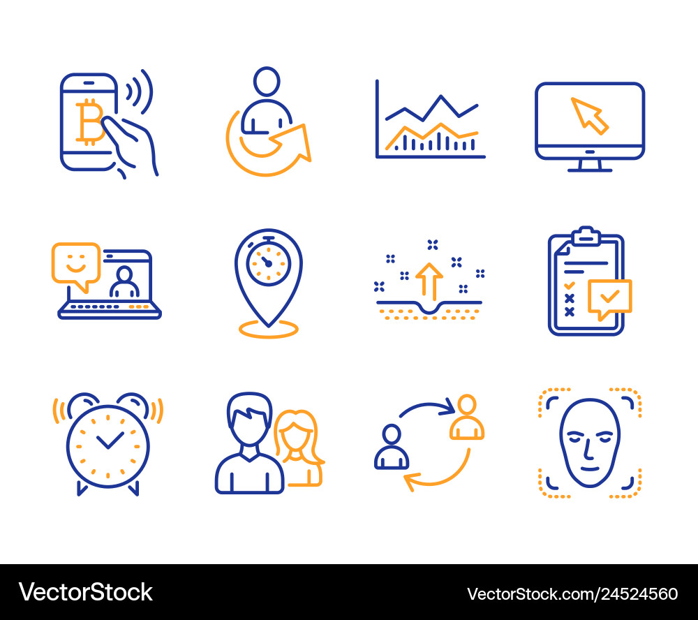 Timer share and user communication icons set Timer share and user communication icons set vector image