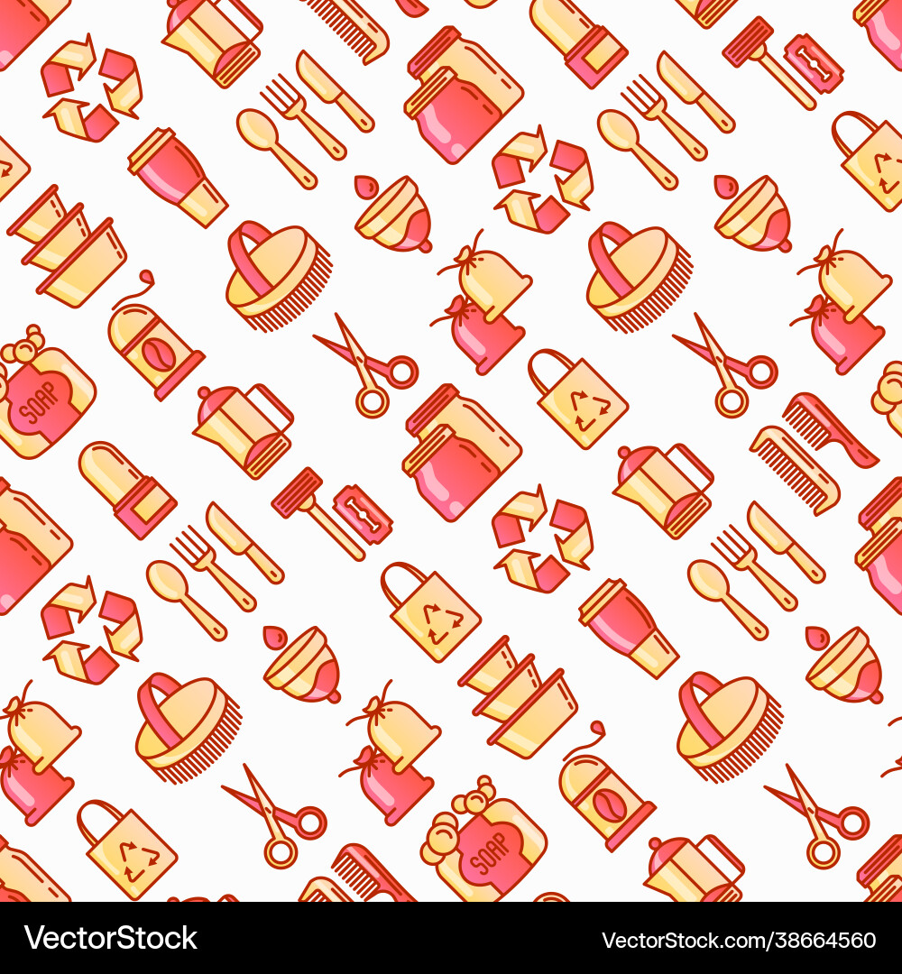 Zero waste seamless pattern with thin line icons Zero waste seamless pattern with thin line icons vector image