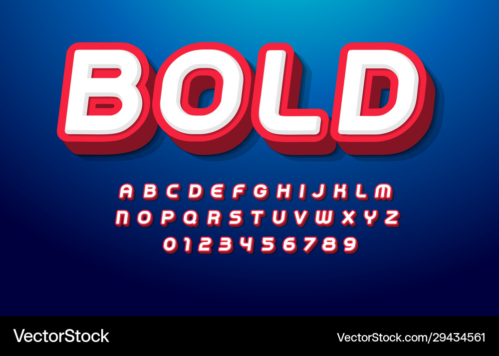 3D Pop Art Bold Font Vector Image