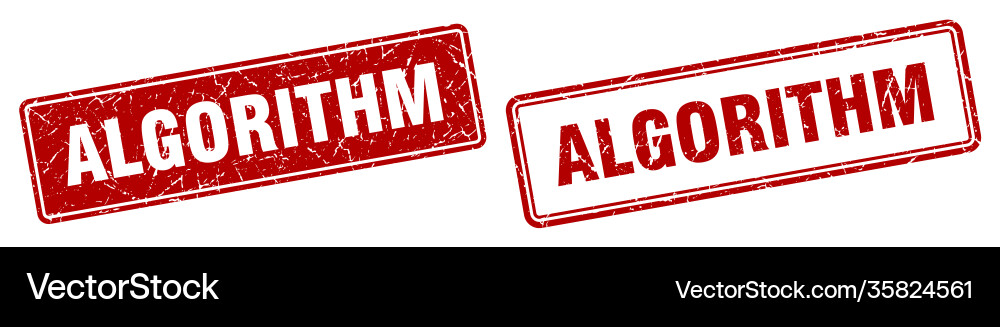 Algorithm stamp set square grunge sign Vector Image