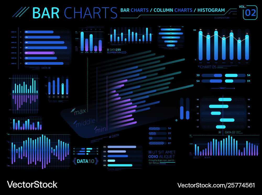 Bar charts column and histograms Bar charts column and histograms vector image