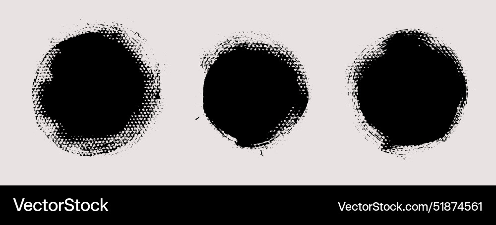 Brush strokes set of round text boxes vector image