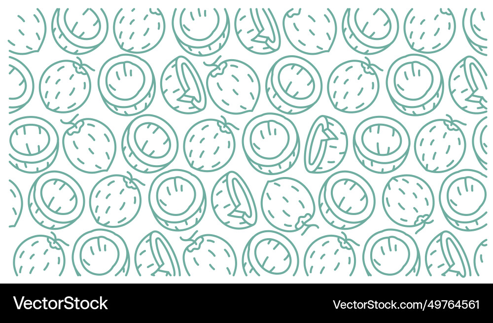 Coconut line background pattern editable outline vector image