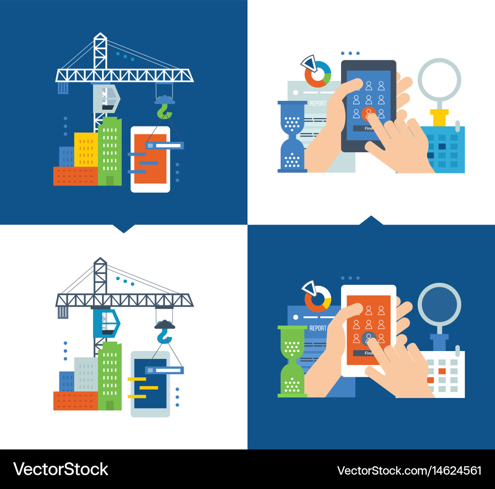 Development of application and software research Vector Image