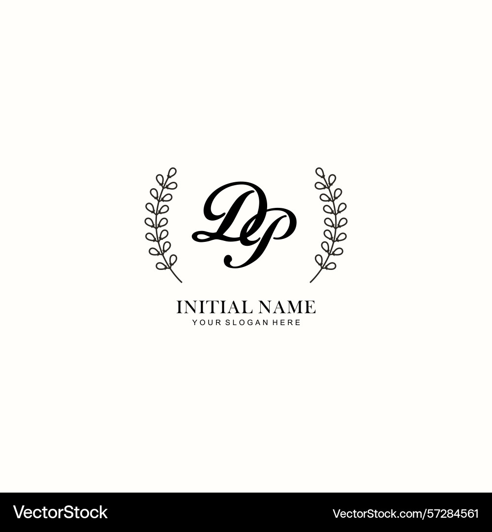 Dp initial logo templates with botanical elements Vector Image