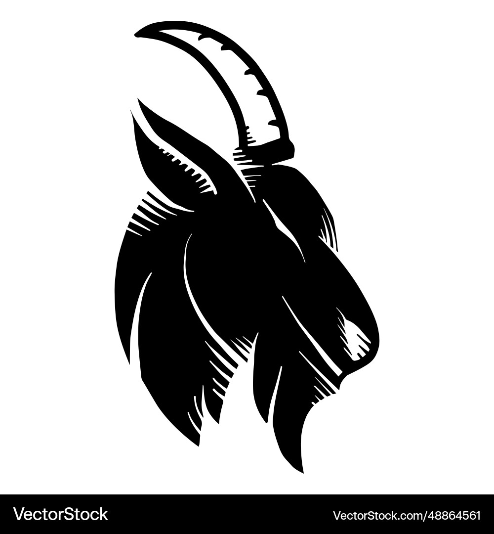 Goat horn silhouette detailed tattoo Goat horn silhouette detailed tattoo vector image