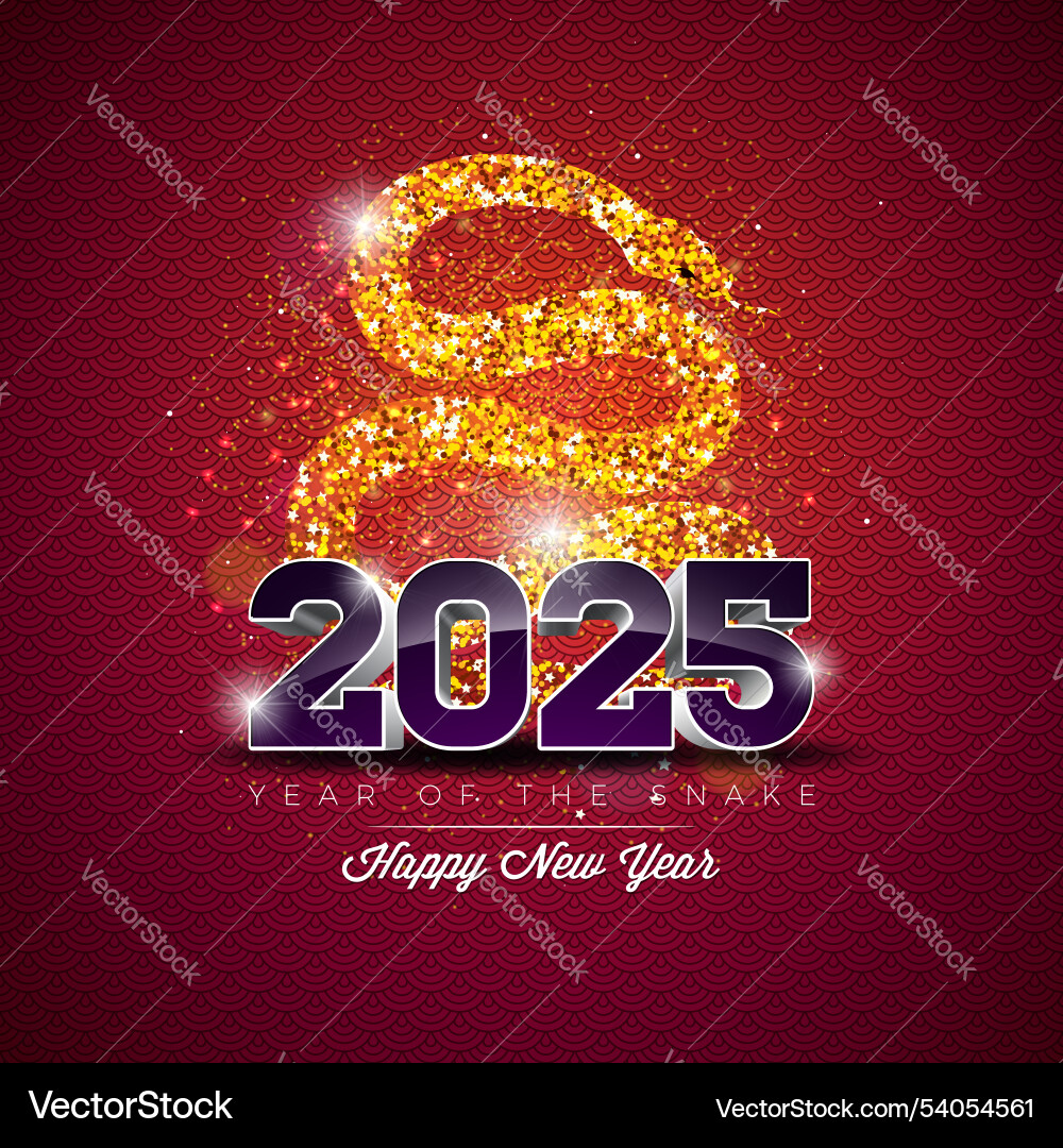 Happy chinese new year 2025 banner with glittered Happy chinese new year 2025 banner with glittered vector image