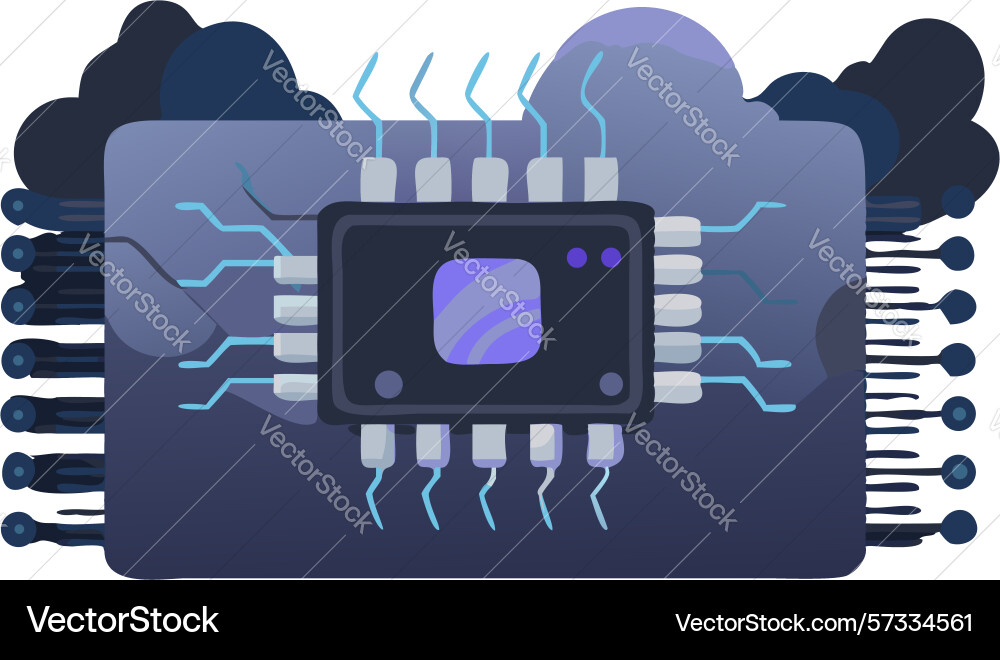High-performance microchip with data flow design High-performance microchip with data flow design vector image