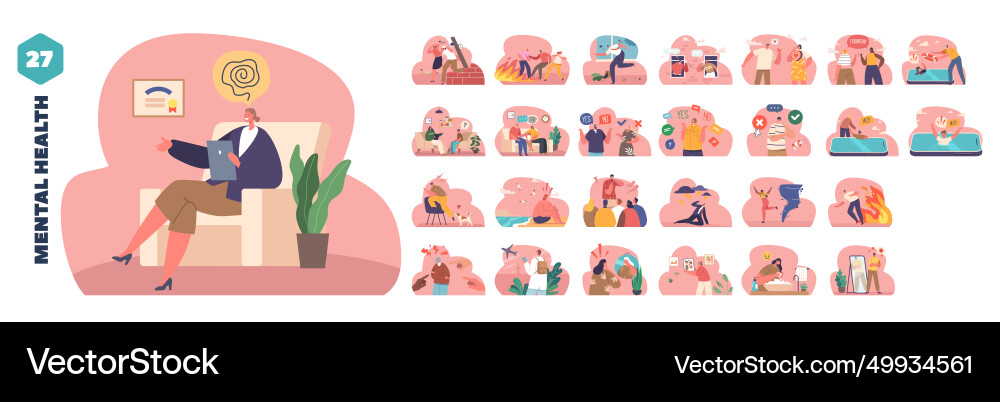 Isolated elements with cartoon characters Vector Image
