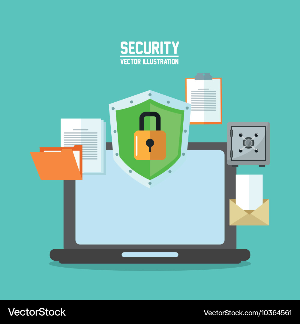 Laptop cyber security system design vector image
