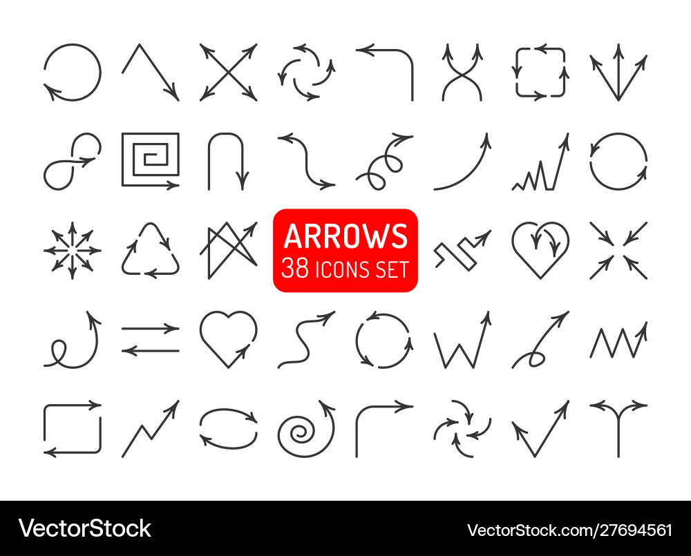 Linear Pointers & Arrows Icons vector image