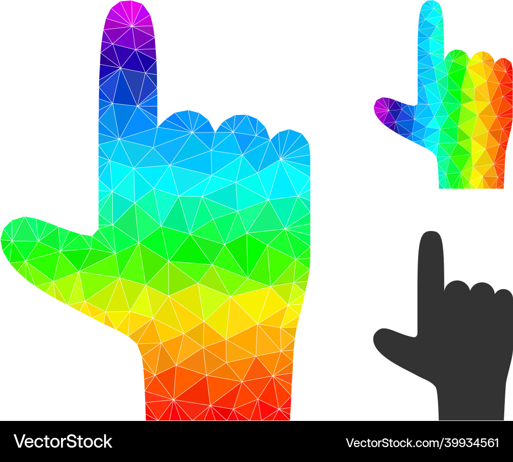 Lowpoly hand pointer up icon with spectral Lowpoly hand pointer up icon with spectral Vector Image