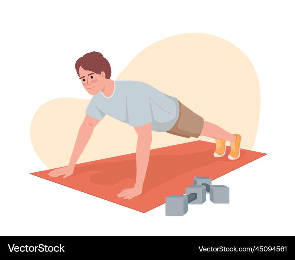 Man doing push up exercise 2d isolated Man doing push up exercise 2d isolated vector image