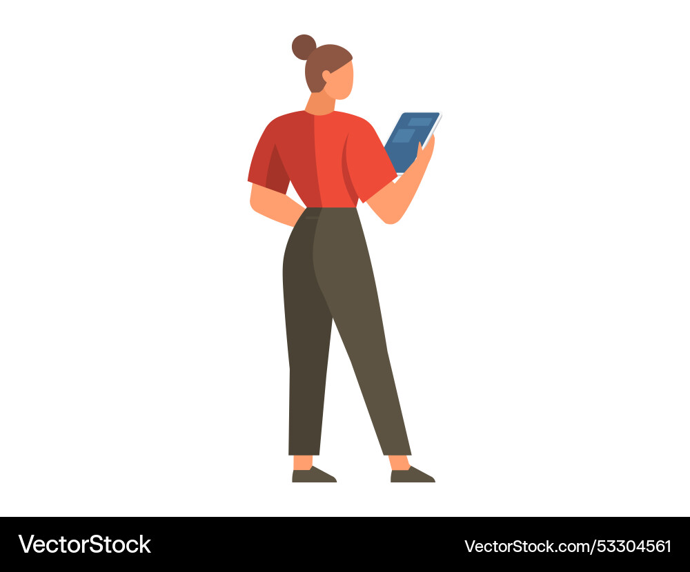 Minimalist woman holding a tablet Minimalist woman holding a tablet vector image