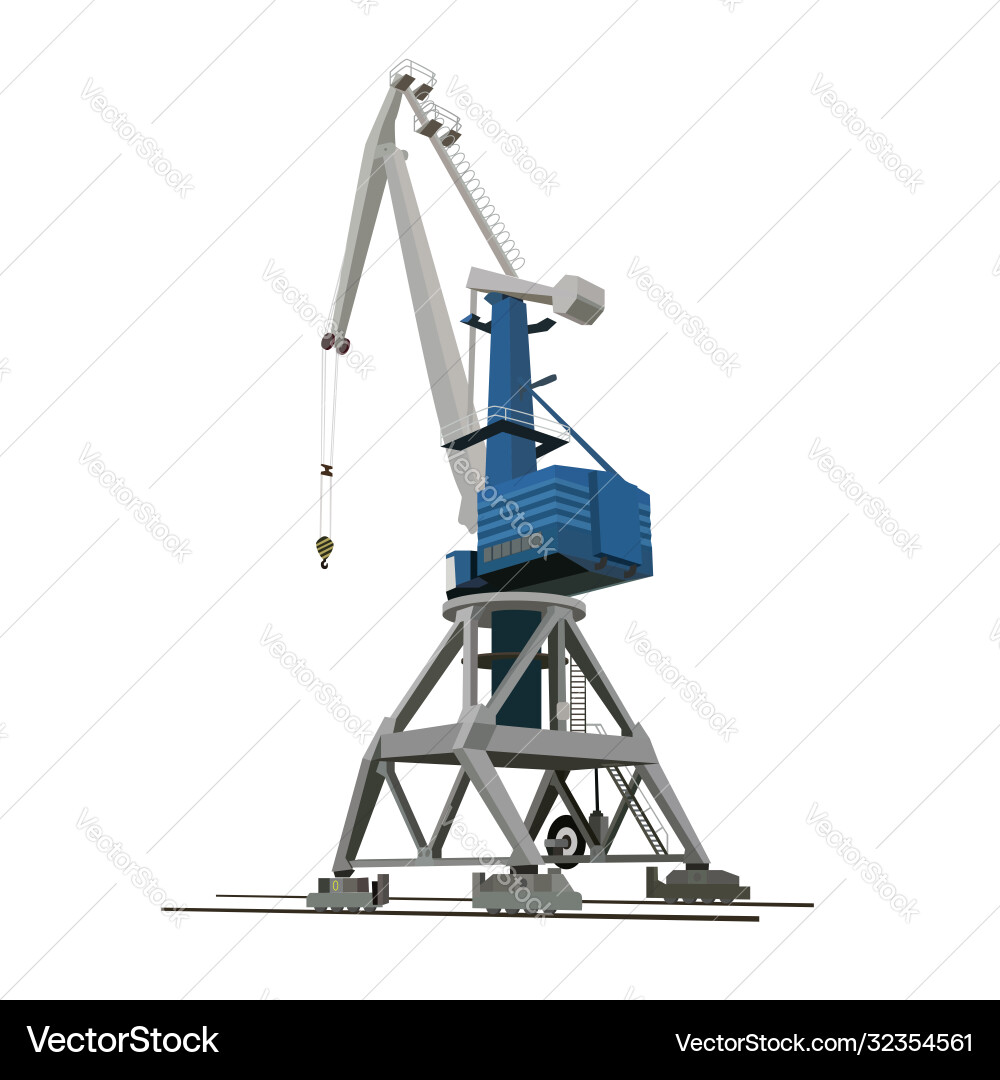 Port crane for loading and unloading cargo ships Port crane for loading and unloading cargo ships vector image