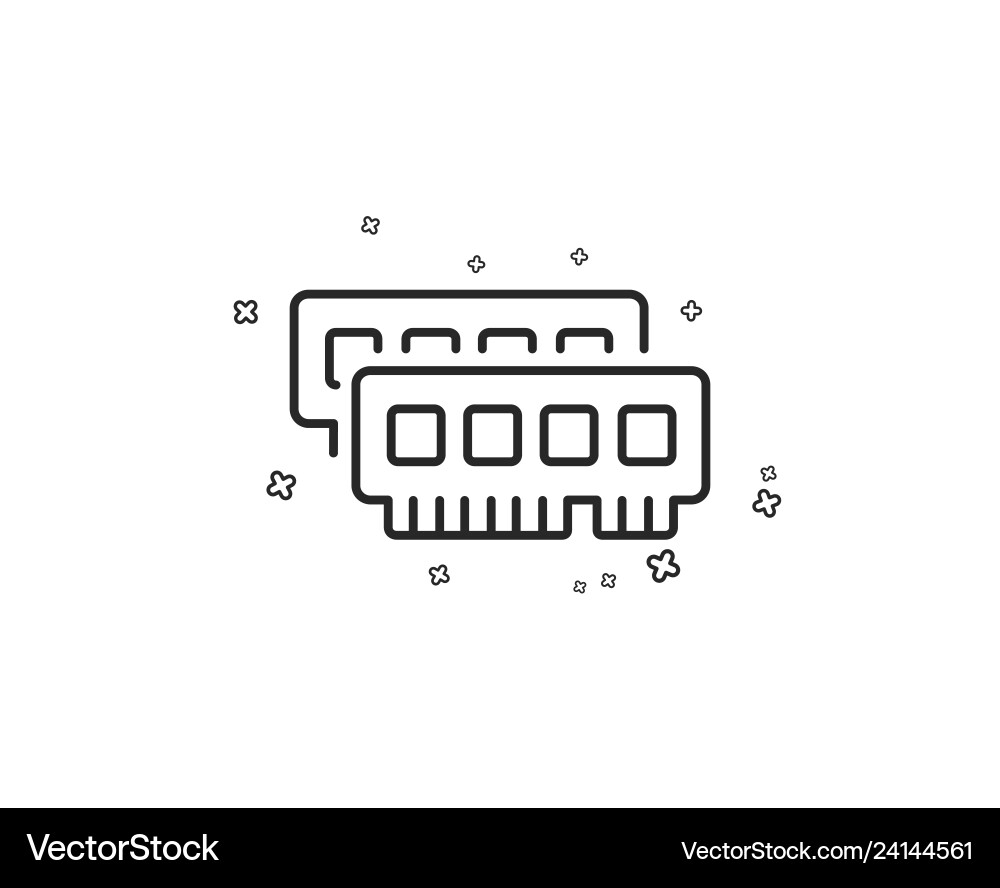 Ram line icon computer random-access memory vector image