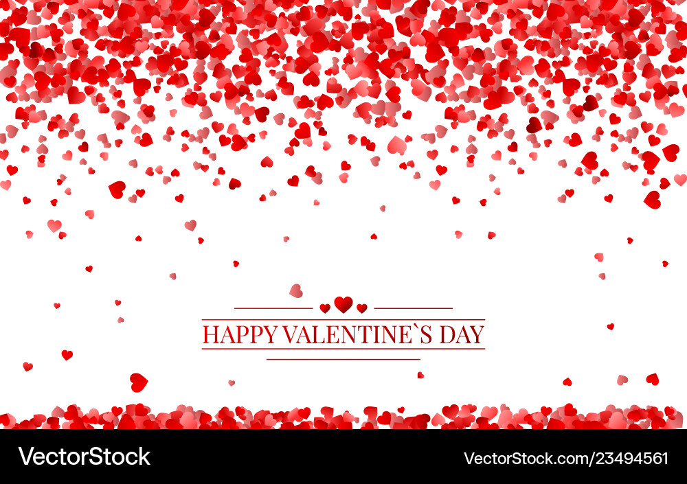 Red pattern of random falling hearts confetti vector image