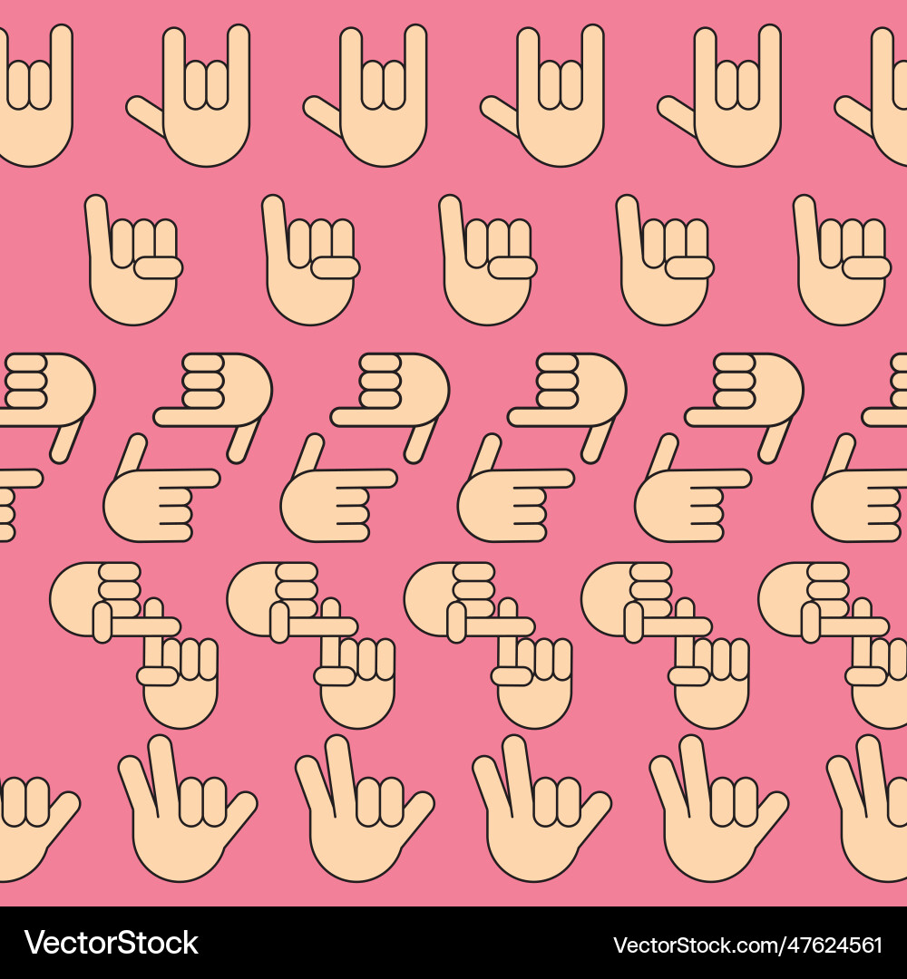 Seamless pattern background with hand gesture vector image