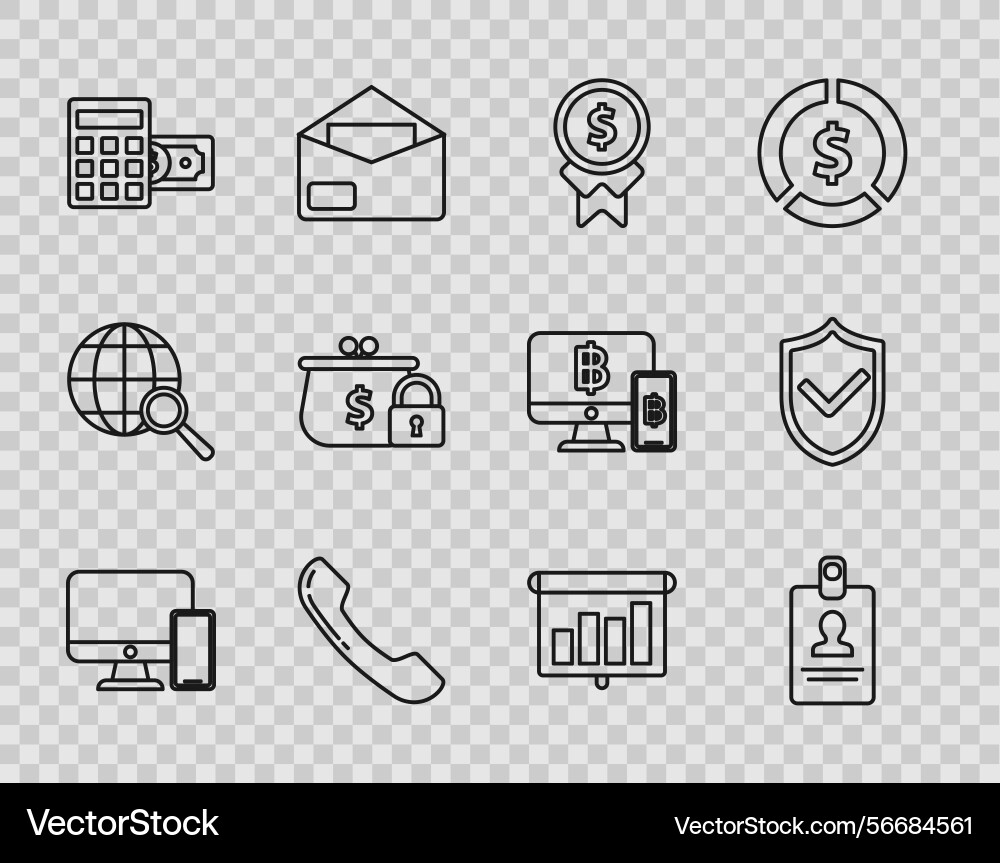 Set line computer monitor and mobile phone closed Set line computer monitor and mobile phone closed Vector Image