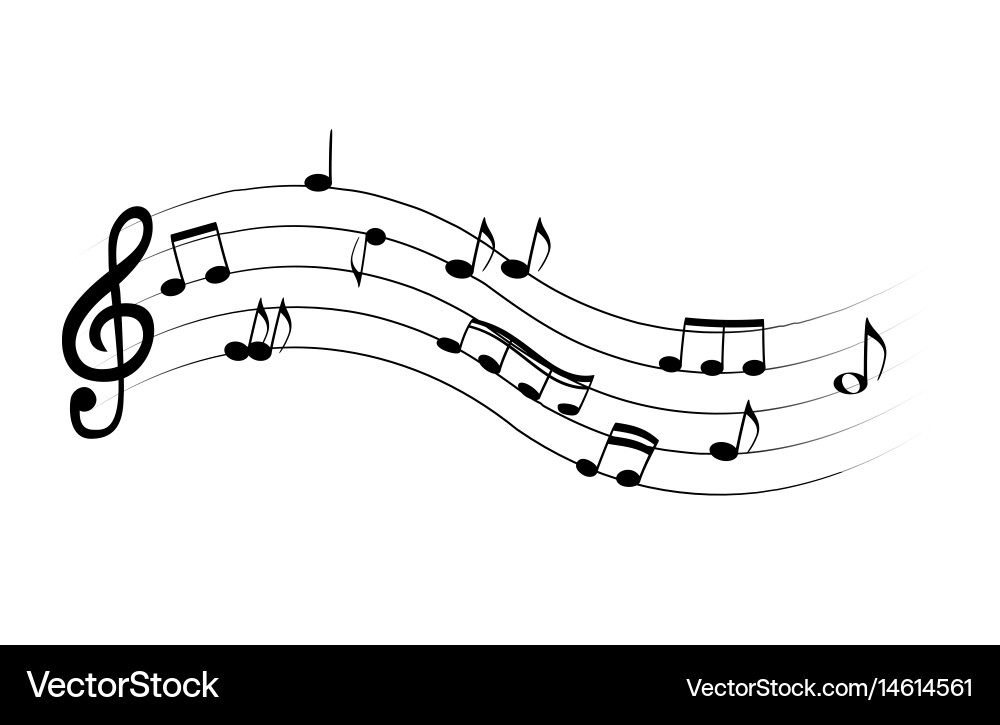 Set of musical notes on five-line clock notation vector image