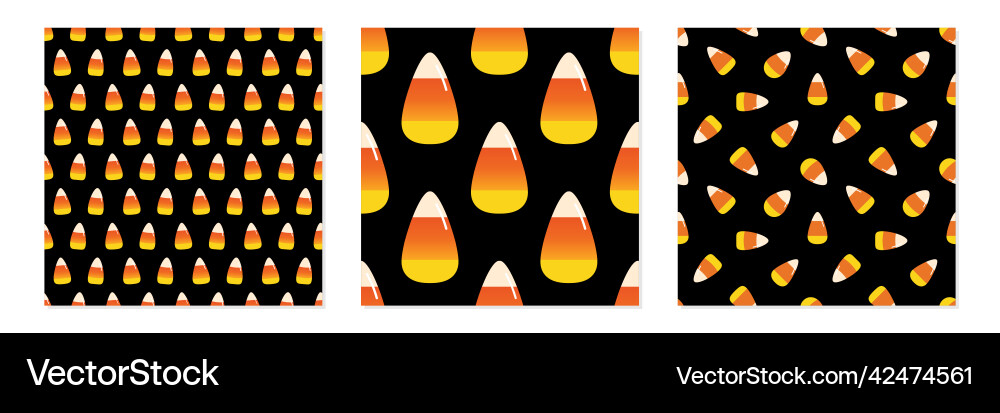 Set of three candy corns pattern backgrounds Vector Image