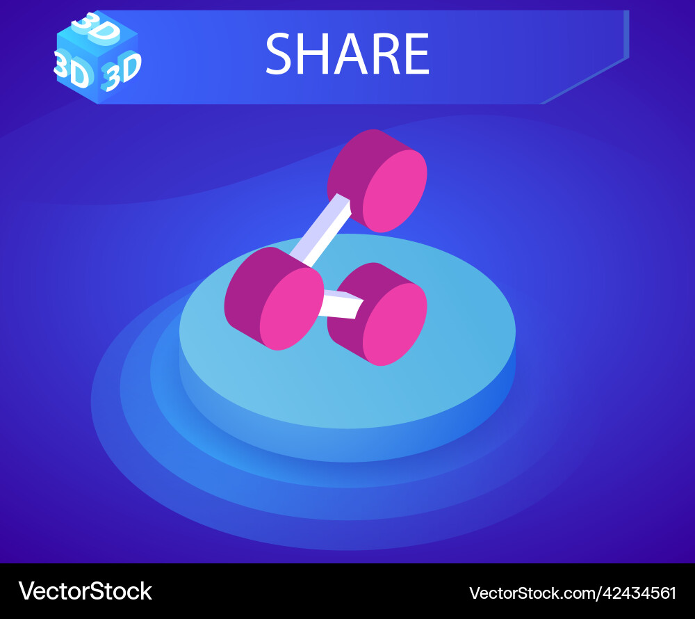 Share isometric design icon web 3d colorful Share isometric design icon web 3d colorful vector image
