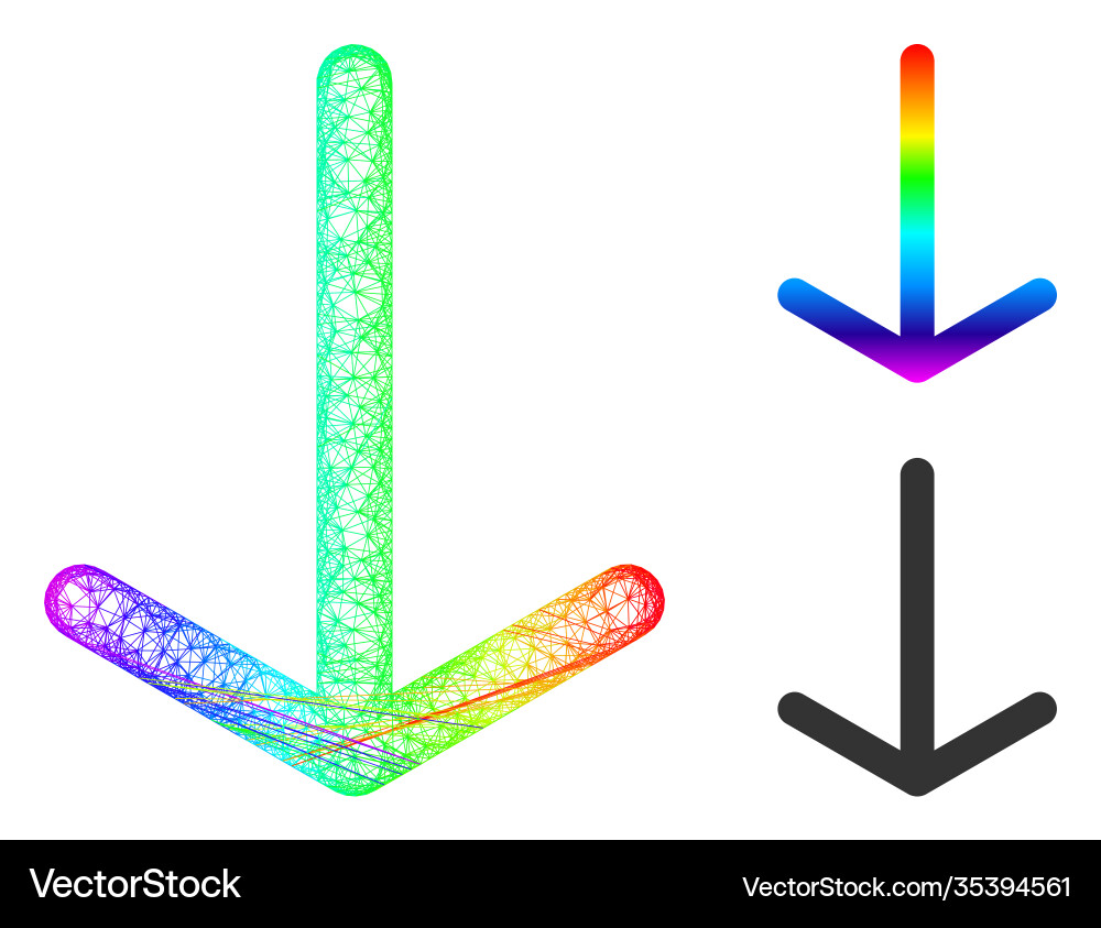 Spectral net mesh gradient arrow down icon vector image