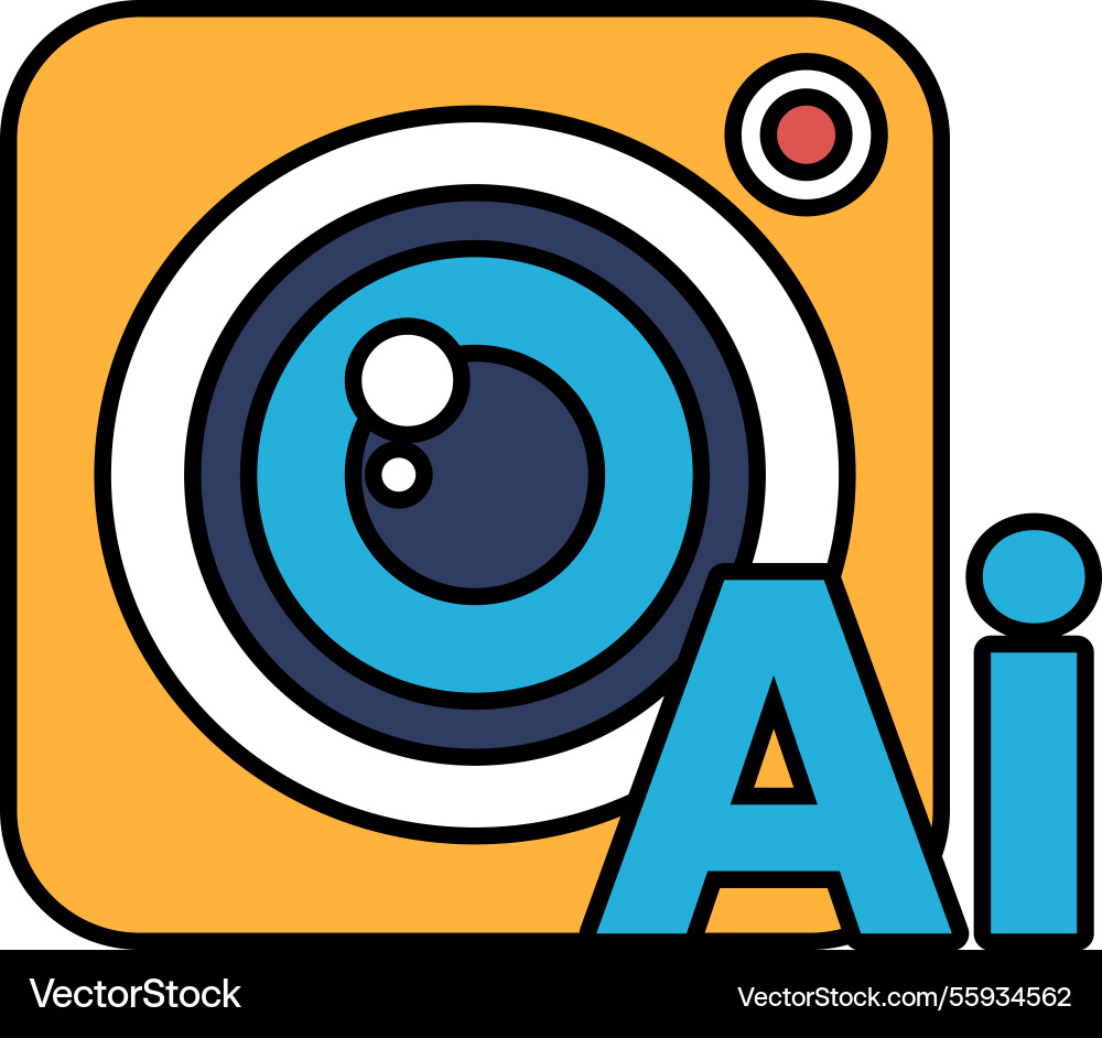 A camera lens with the letters ai A camera lens with the letters ai vector image