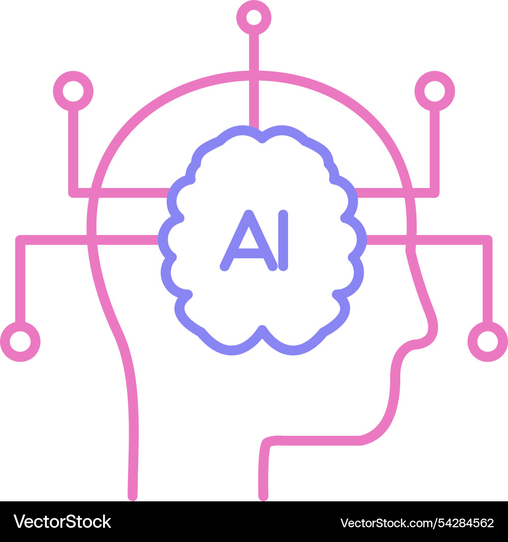 Artificial intelligence line two colour icon Vector Image