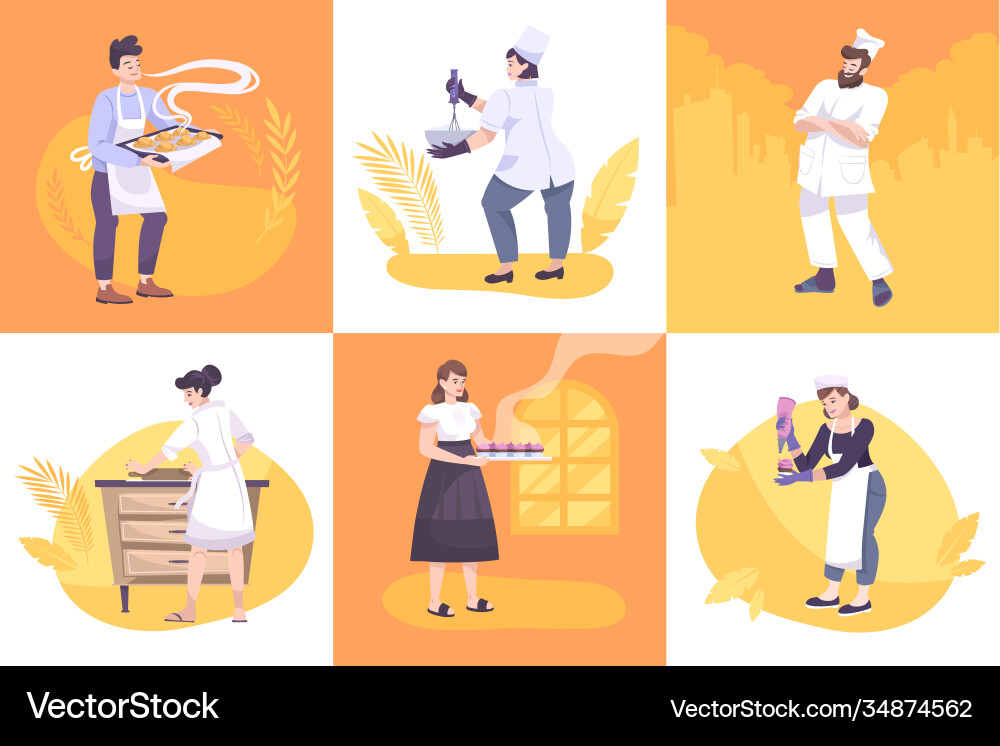 Bakery flat design concept Royalty Free Vector Image