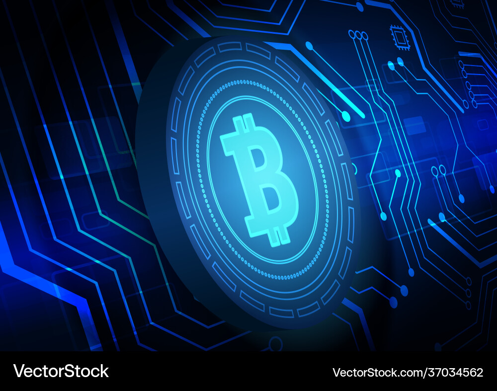 Bitcoin circuit technology background Bitcoin circuit technology background vector image