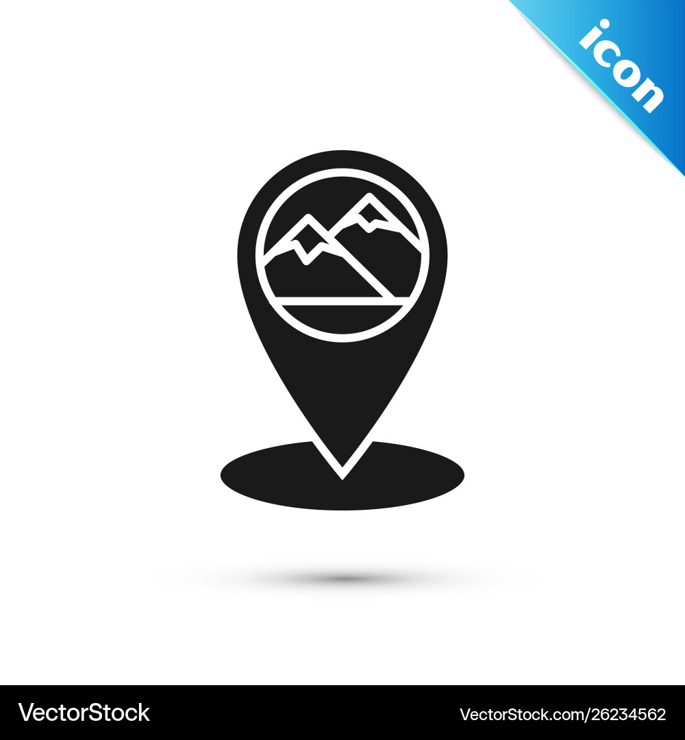 Black map pointer with mountain icon isolated Black map pointer with mountain icon isolated vector image
