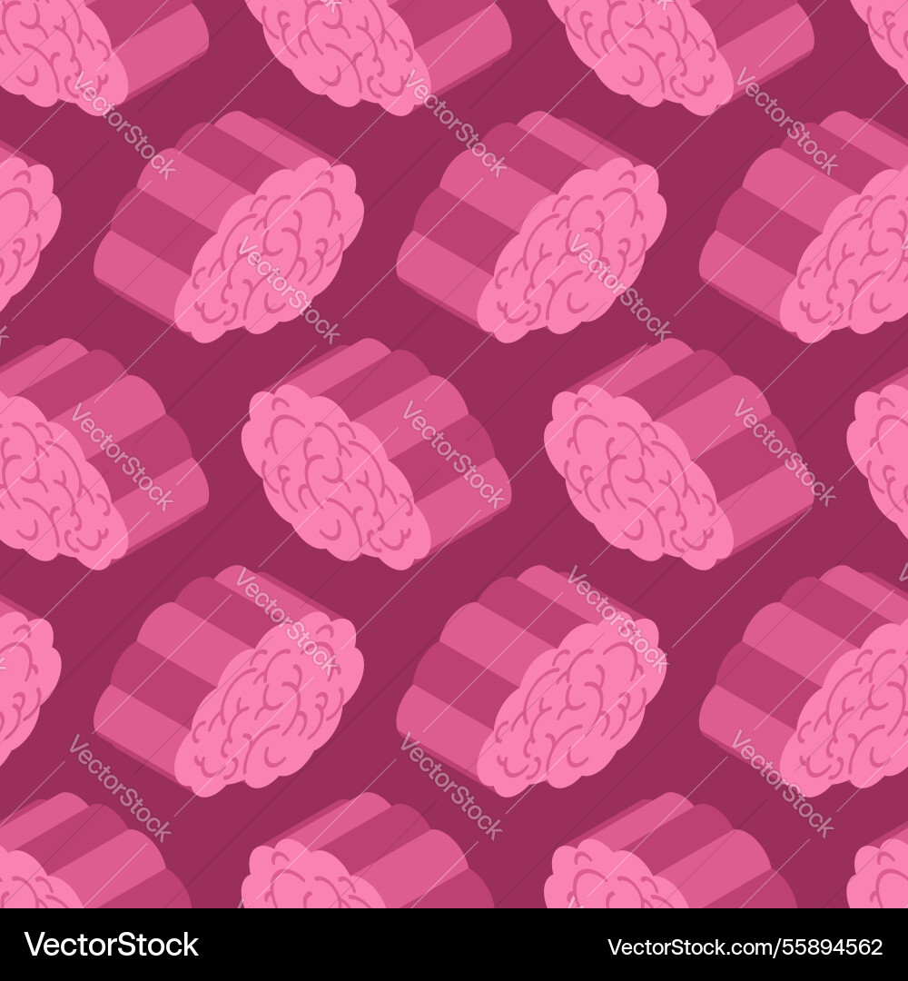 Brain isometric pattern seamless brains background Brain isometric pattern seamless brains background vector image