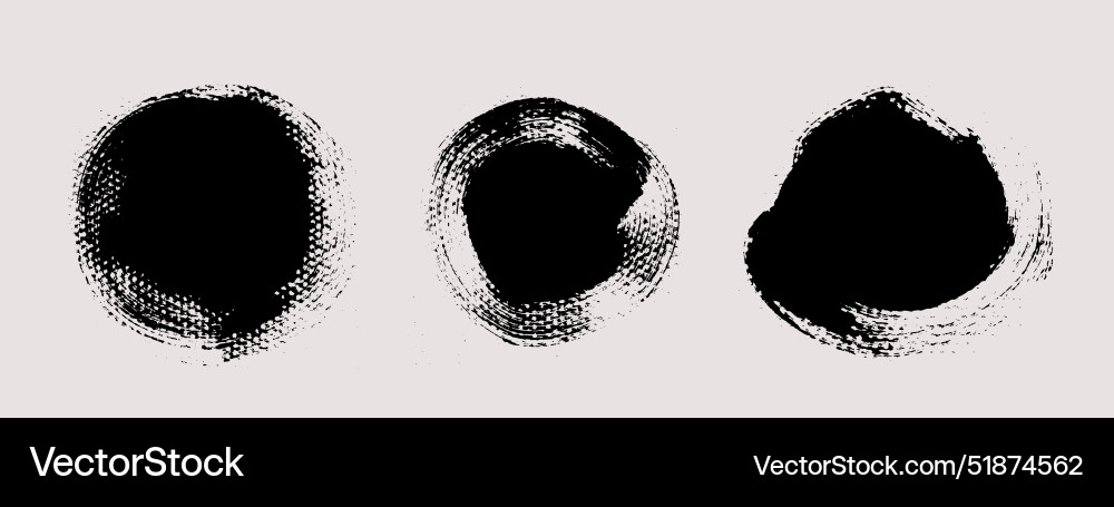 Brush strokes set of round text boxes Vector Image