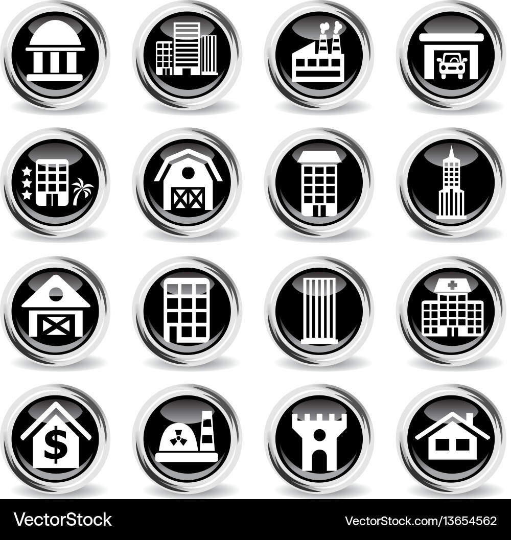 Building icon set Building icon set Vector Image
