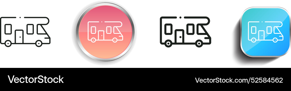 Camper icon thin linear regular and button style Camper icon thin linear regular and button style vector image
