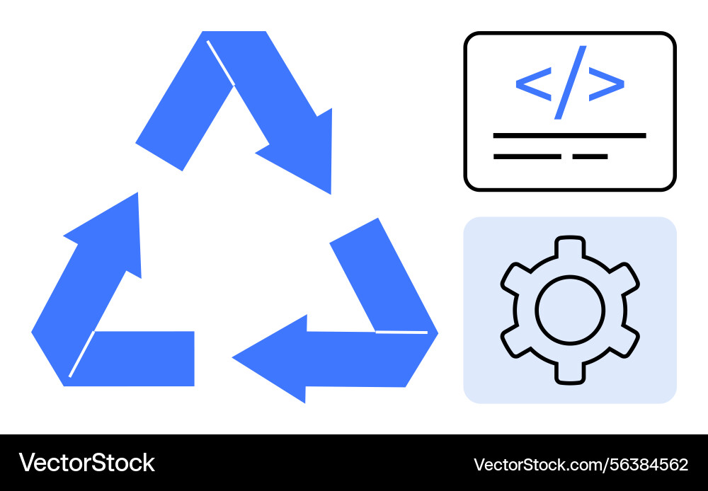 Circular process with code snippet and gear Circular process with code snippet and gear vector image