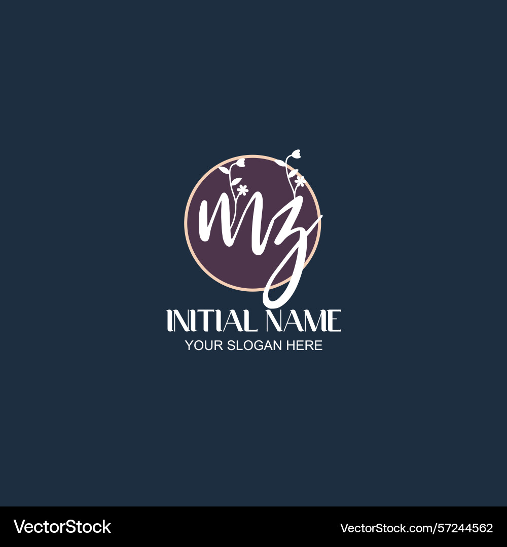 Elegant mz initial logo design with botanical Elegant mz initial logo design with botanical Vector Image