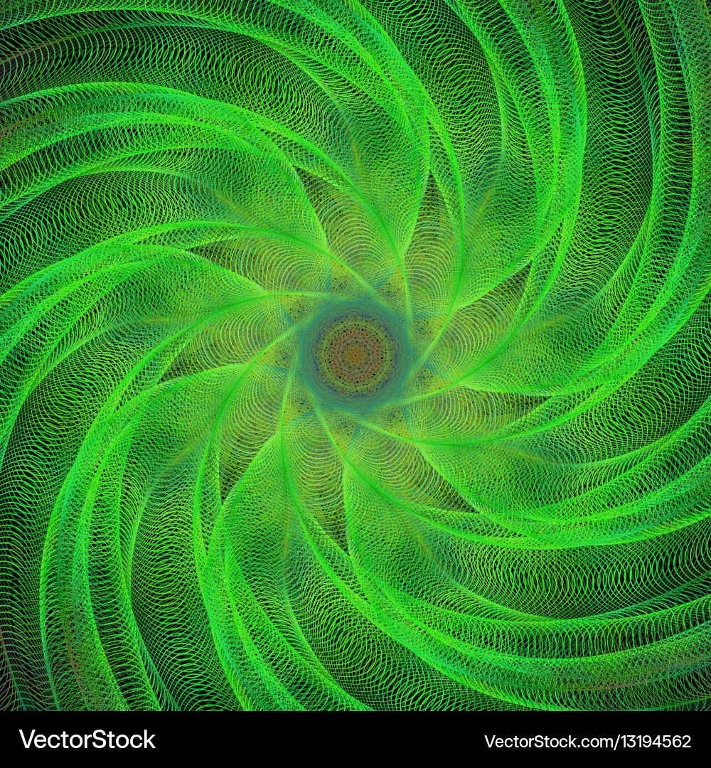 Green computer generated spiral fractal background vector image