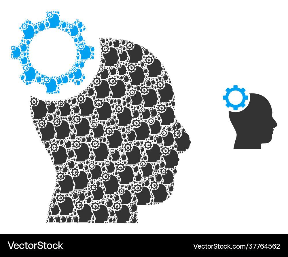 Intellect gear recursive icon mosaic Intellect gear recursive icon mosaic vector image