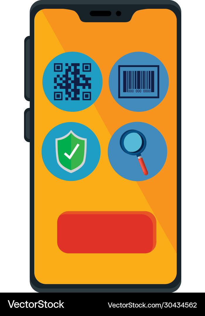Qr code inside smartphone and icons design Vector Image
