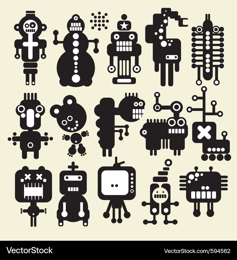 Robot characters vector image