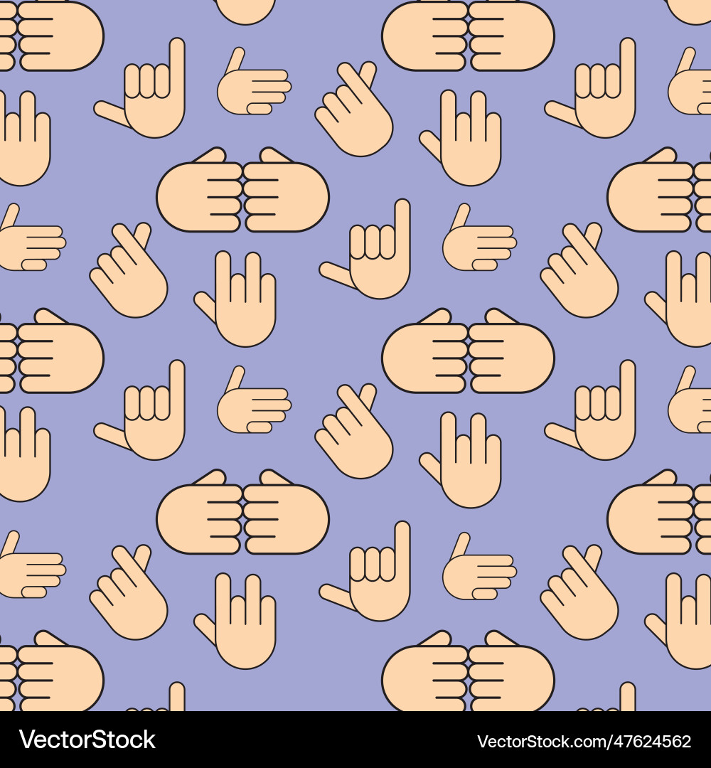 Seamless pattern background with hand gesture vector image