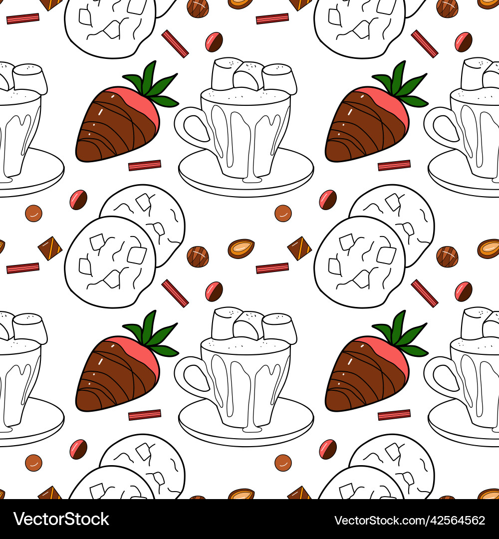 Seamless pattern with the image of chocolate Vector Image