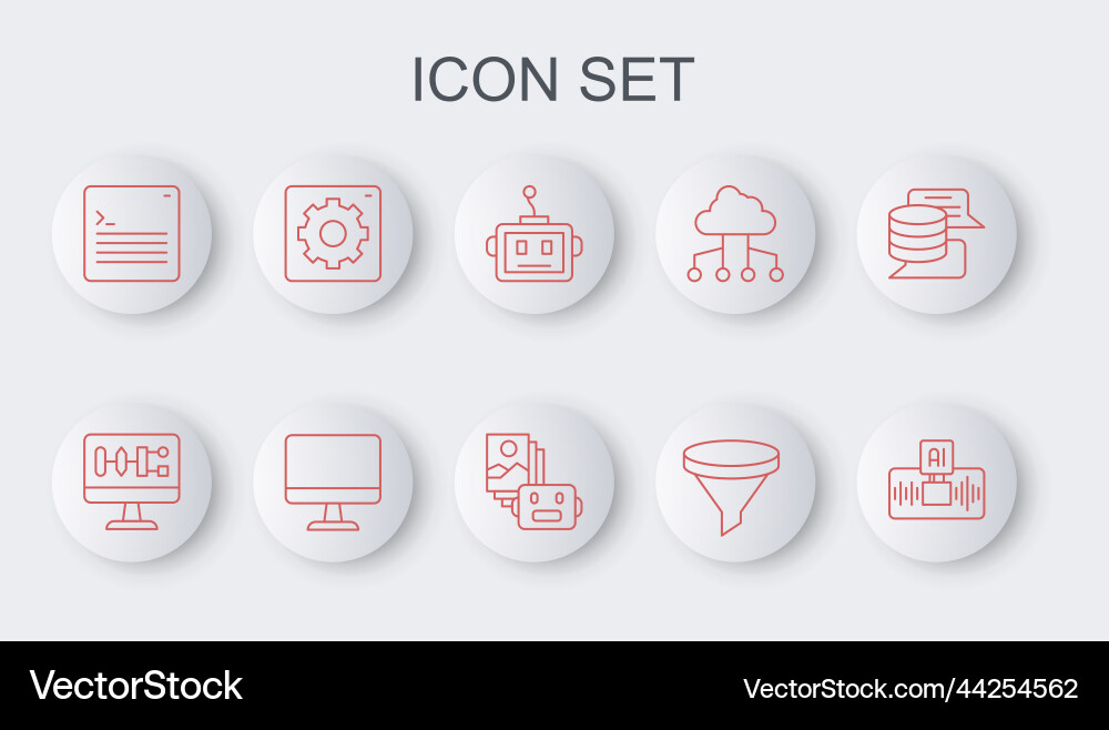 Set line artificial intelligence ai algorithm Set line artificial intelligence ai algorithm vector image