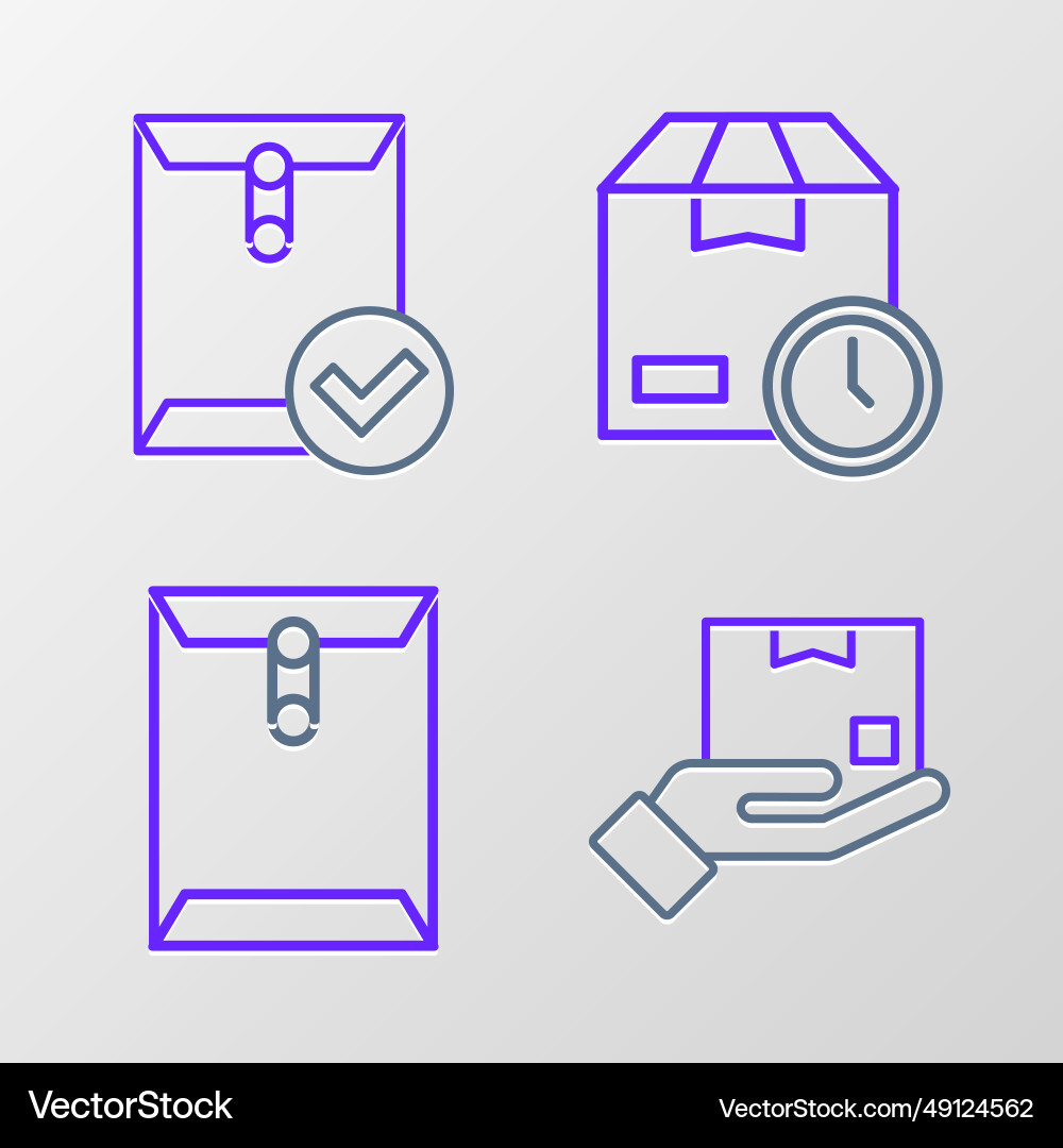 Set line delivery hand with box envelope Set line delivery hand with box envelope vector image
